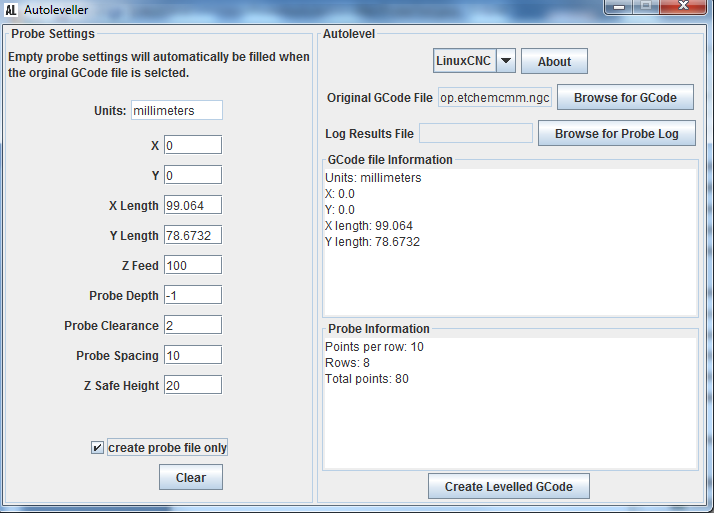 Autoleveller 0.8 GUI probe only CNC PCB Software